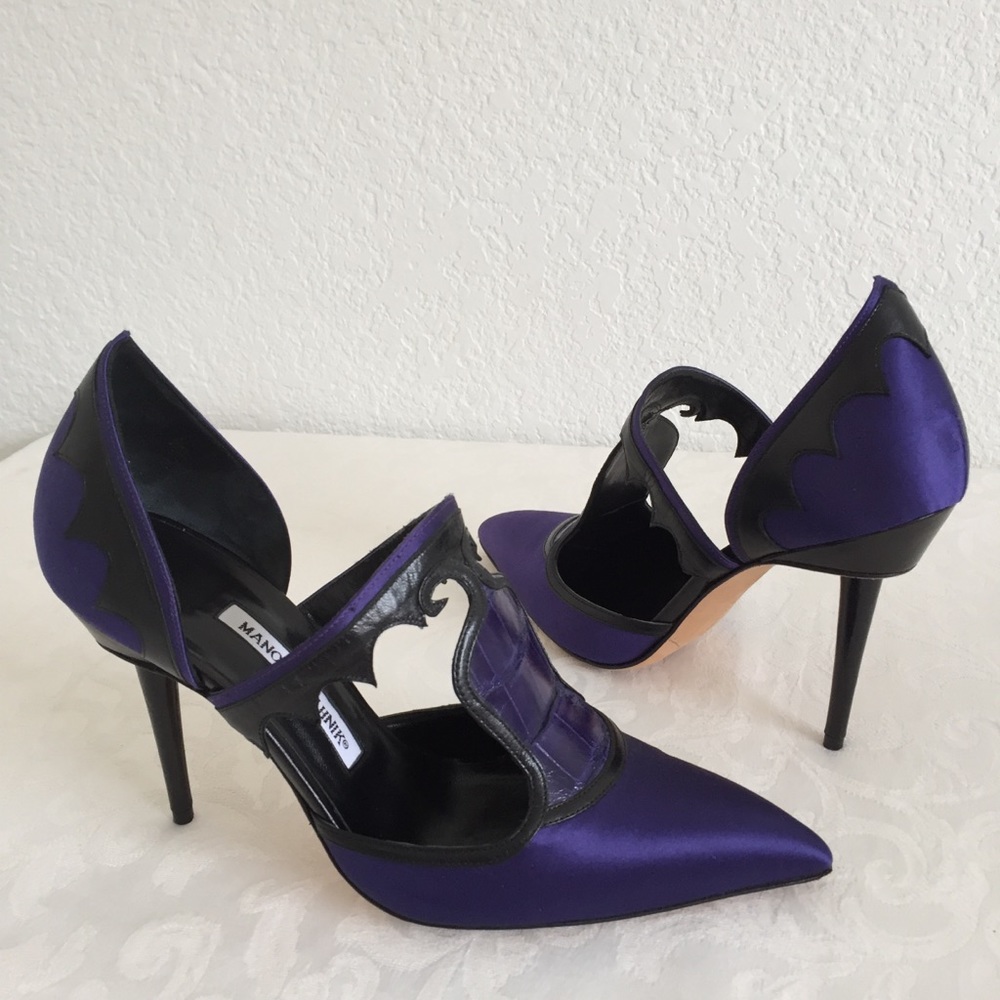 Manolo Blahnik Purple and Black Heels